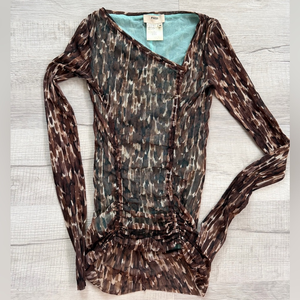 fuzzi animal print Long Sleeve Top